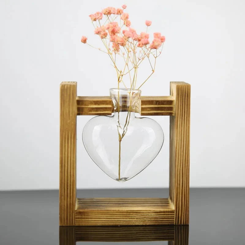 Vase Hydroponique en Verre en Forme de Cœur