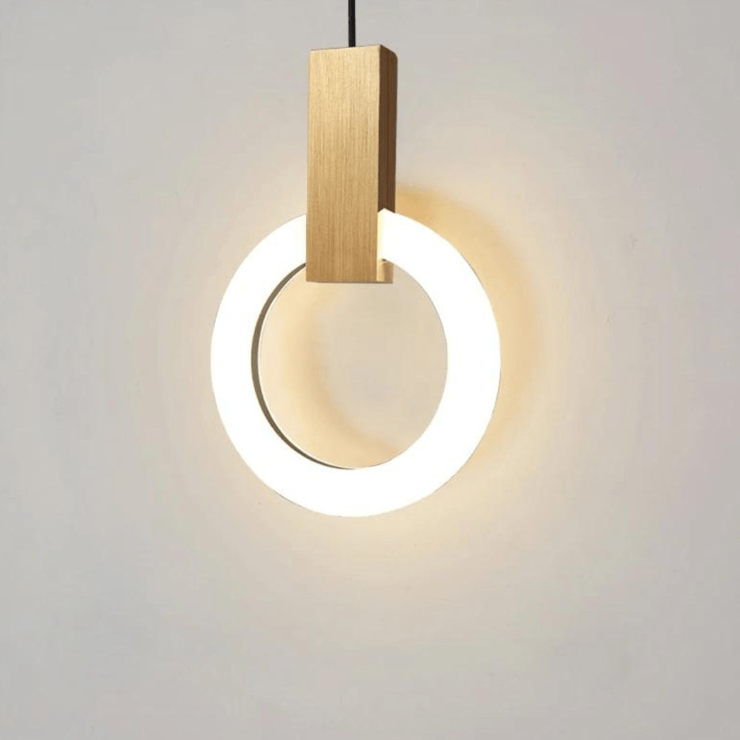 Lampe LED Suspendue Circulaire en Frêne Nordique