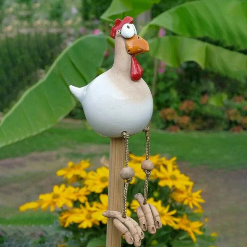 Sculpture de Poulet Colorée et Amusante