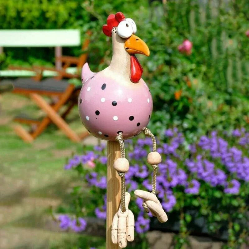 Sculpture de Poulet Colorée et Amusante