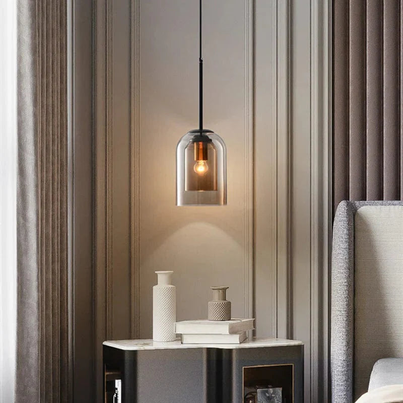 Lampe Suspendue Moderne Double Verre Sophistiquée