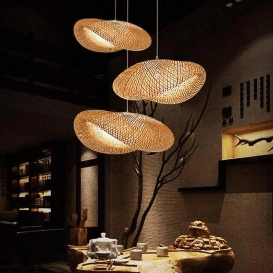 Suspension Luminaire Design en Rotin Charmant