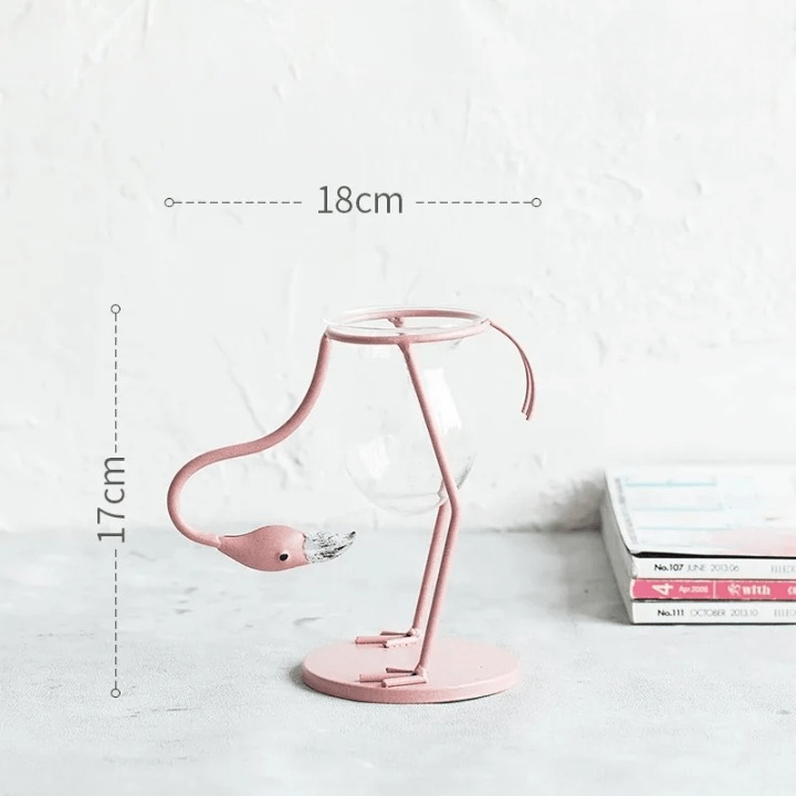 Vase Flamant Rose Hydroponique Scintillant