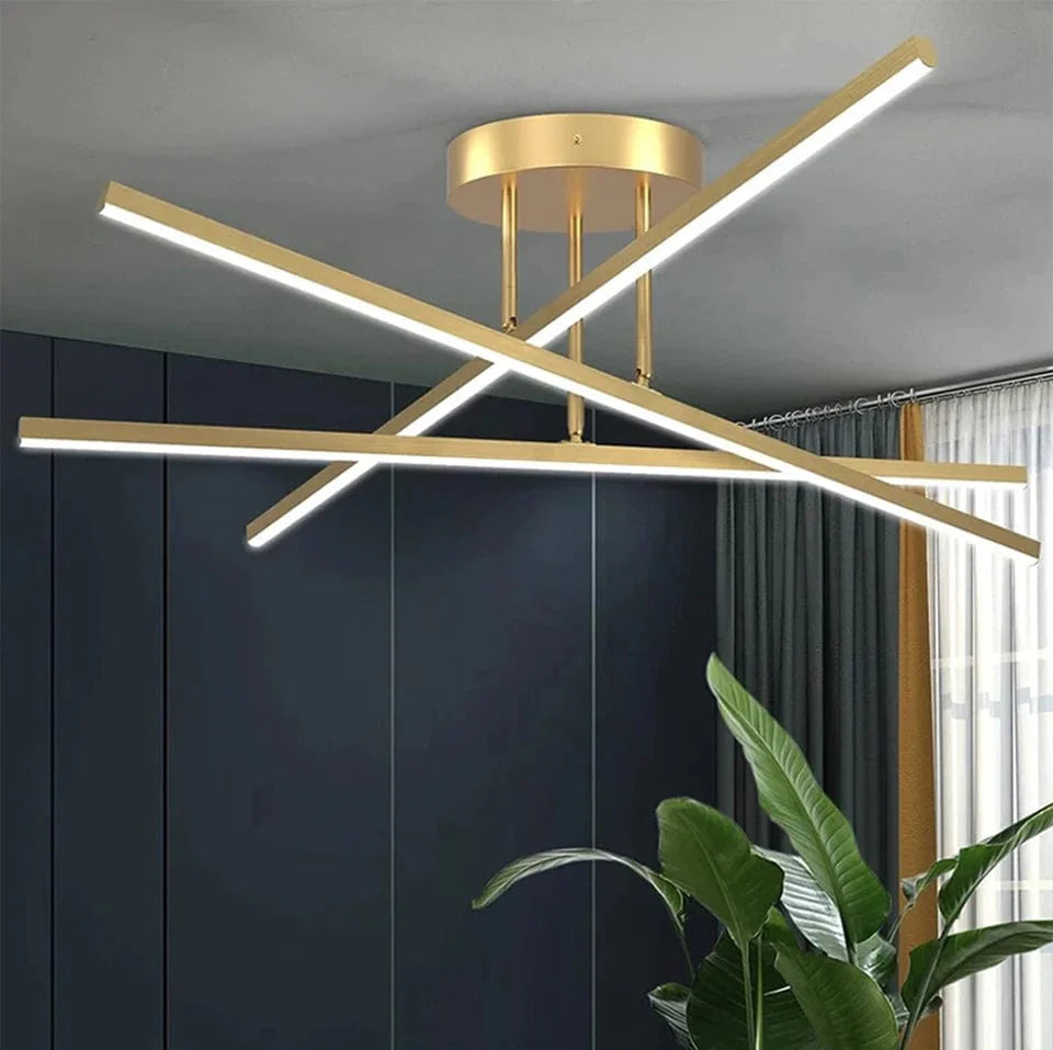 Plafonnier Doré Raffiné pour Salon