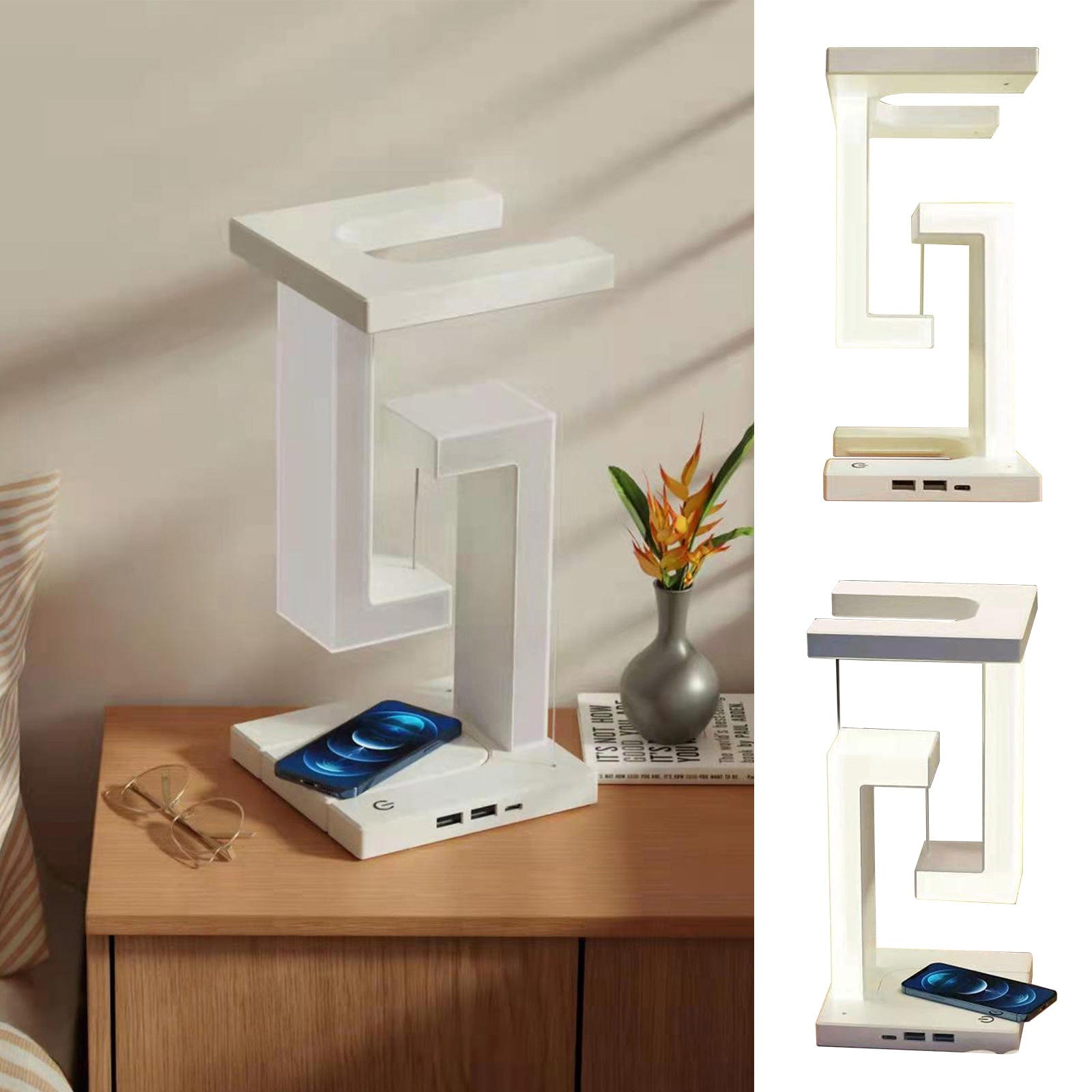 Lampe de Chevet Anti-Gravité avec Chargeur Sans Fil détachable intégré