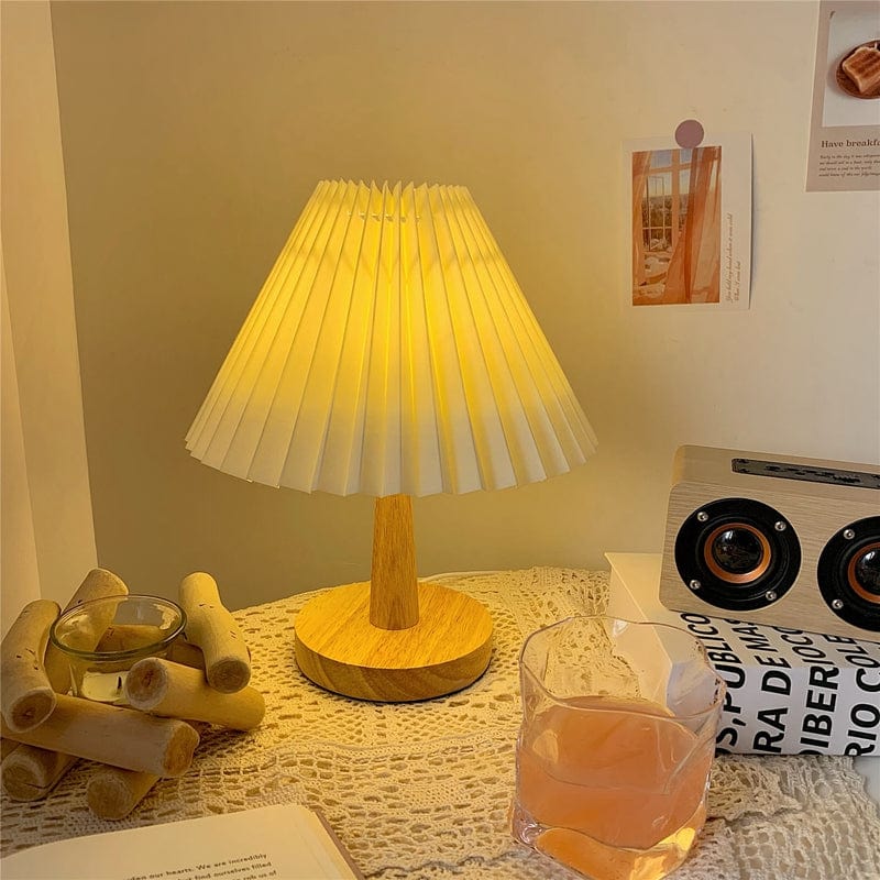 Lampe de Table Tactile Coréenne en Bois Massif