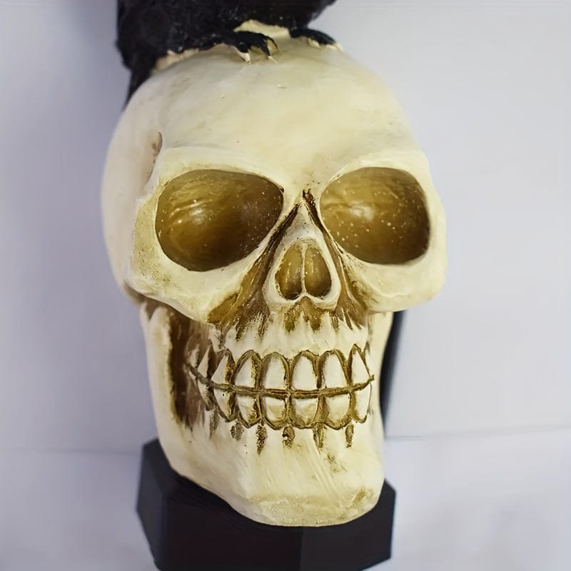 Lampe Solaire de Jardin Originale Halloween "Le Corbeau et Le Crâne"