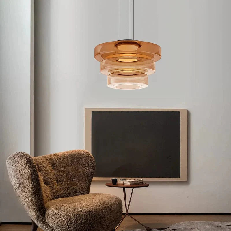 Lustre en Verre Superposé Minimaliste Élégant
