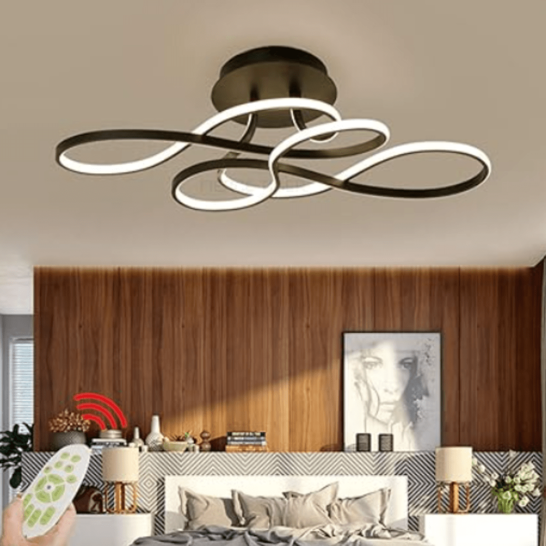 Plafonnier Design LED en Volutes Noir Élégant