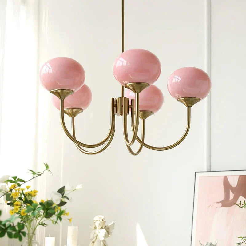Chandelier Vintage Fleurs de Rose Raffiné